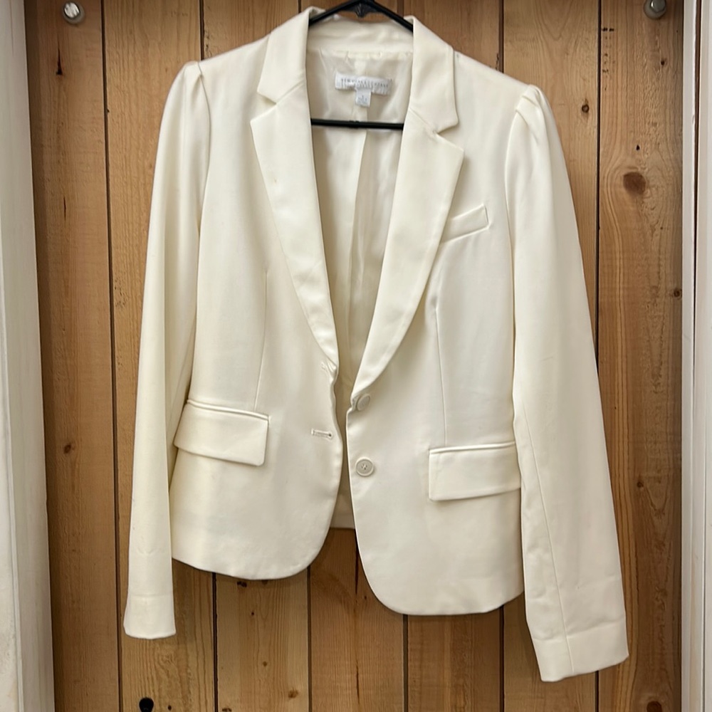 New York & Company Blazer White Stretch
